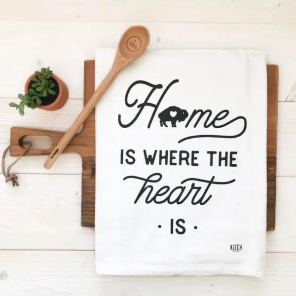 Buffalo Tea Towel - Home Is Where the Heart Is